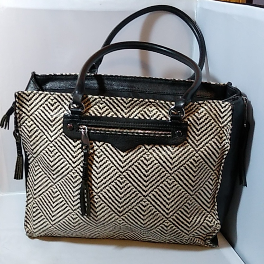 Black and cream woven Rebecca Minkoff Tote Bag